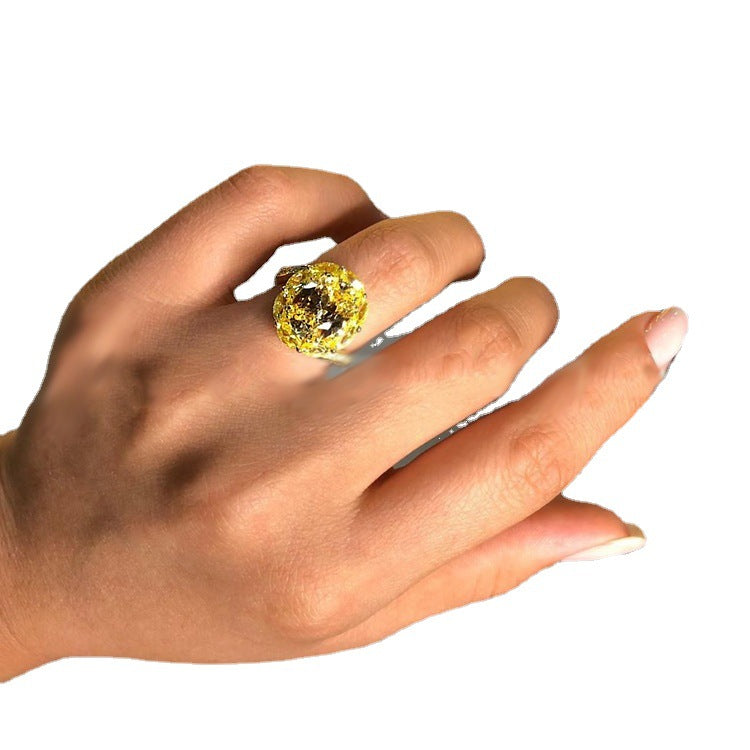 Anillos De Cobre De Diamante Amarillo Asscher al por mayor